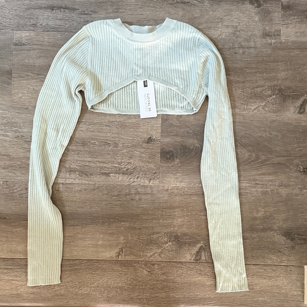 NWT Dynamite Mint Ribbed Crop Sweatshirt